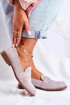 New Boto Damskie Półbuty Zamszowe Szare Cintra