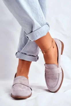 New Boto Damskie Półbuty Zamszowe Szare Cintra