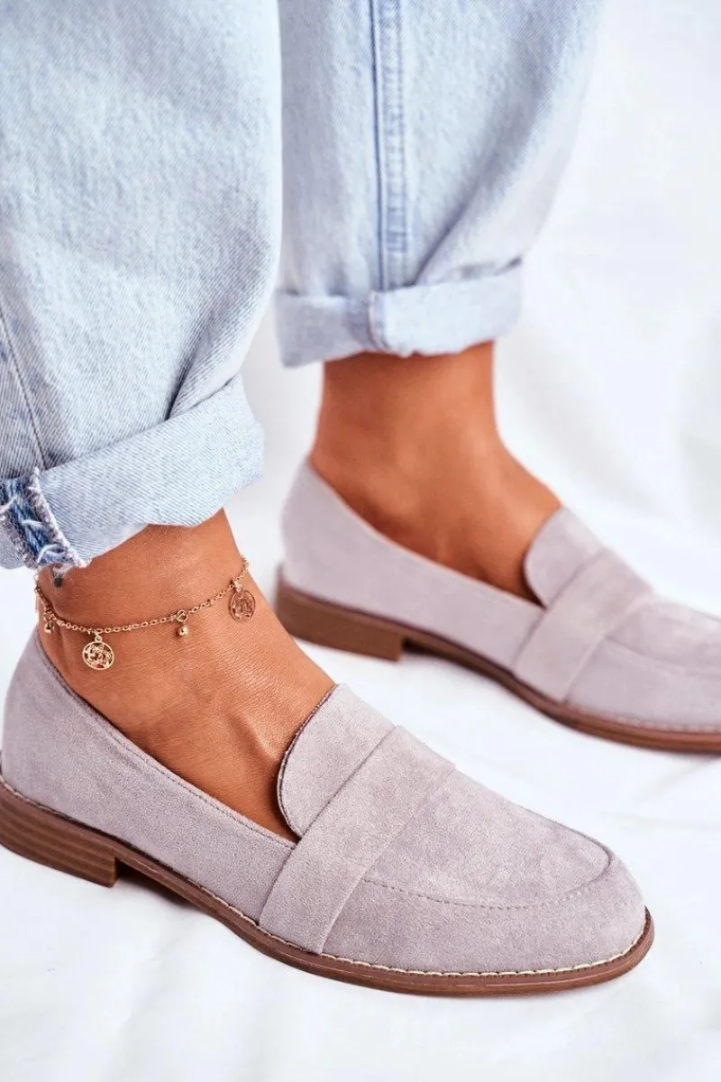 New Boto Damskie Półbuty Zamszowe Szare Cintra