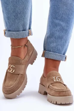 Półbuty Skórzane|Mokasyny Damskie Zamszowe></noscript>Laura Messi Damskie Półbuty Zamszowe Z Ozdobą Beżowe Rosefalls Beżowy