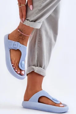 Outlet Damskie Piankowe Japonki Niebieskie Apolla Damskie Klapki Damskie Japonki|Klapki Na Platformie