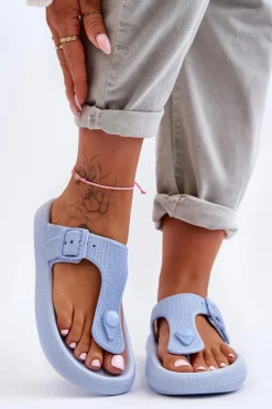 Outlet Damskie Piankowe Japonki Niebieskie Apolla Damskie Klapki Damskie Japonki|Klapki Na Platformie