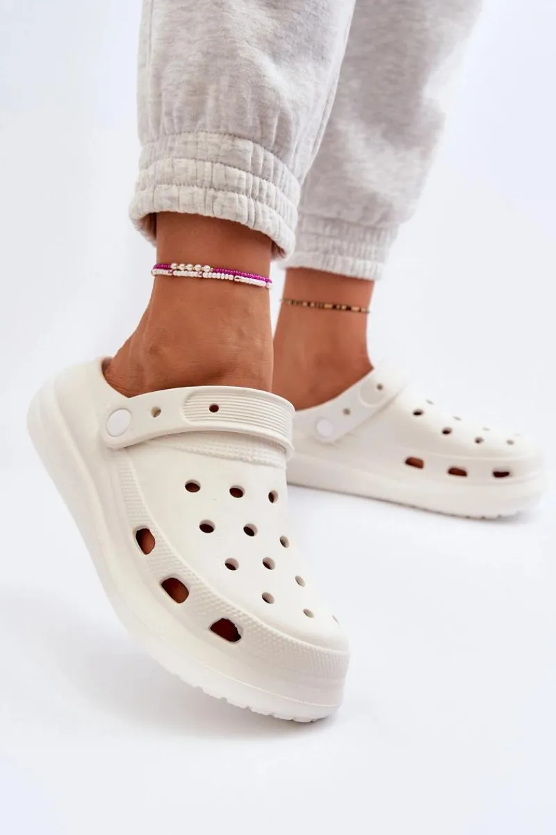 Damskie Piankowe Klapki Białe Ilariana Damskie Klapki Basenowe|Klapki Na Platformie
