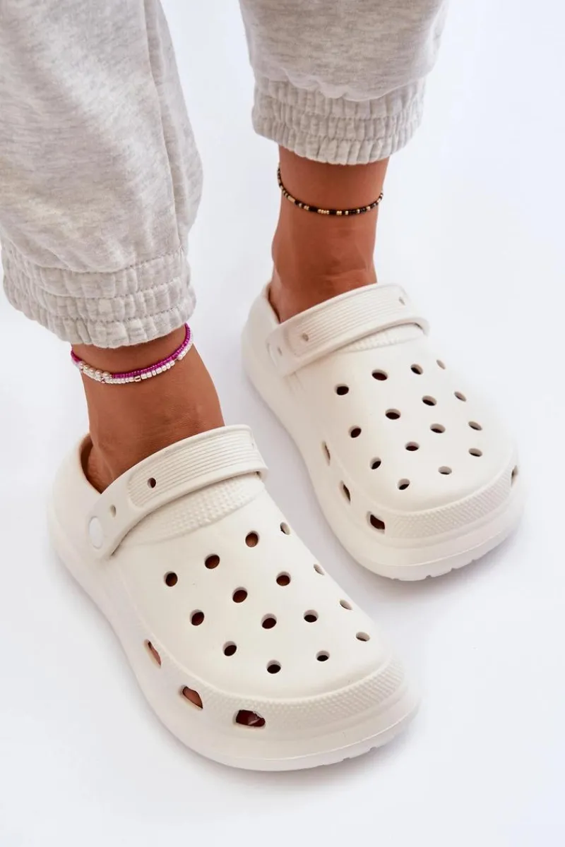 Damskie Piankowe Klapki Białe Ilariana Damskie Klapki Basenowe|Klapki Na Platformie