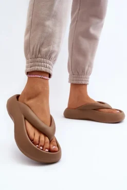 Best Boto Damskie Piankowe Klapki Japonki Khaki Roux