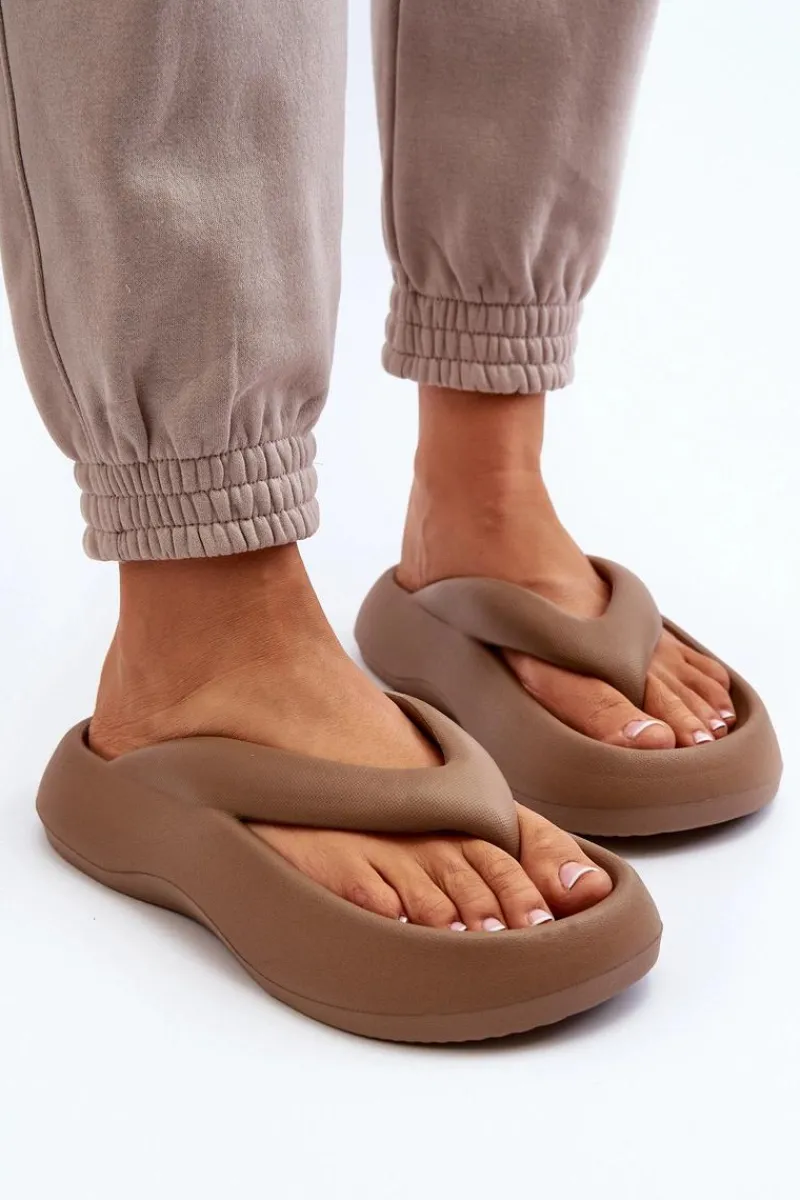 Best Boto Damskie Piankowe Klapki Japonki Khaki Roux