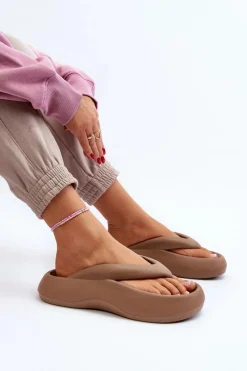 Best Boto Damskie Piankowe Klapki Japonki Khaki Roux