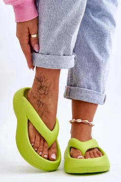 Hot Boto Damskie Piankowe Klapki Japonki Neonowy Żółty Roux