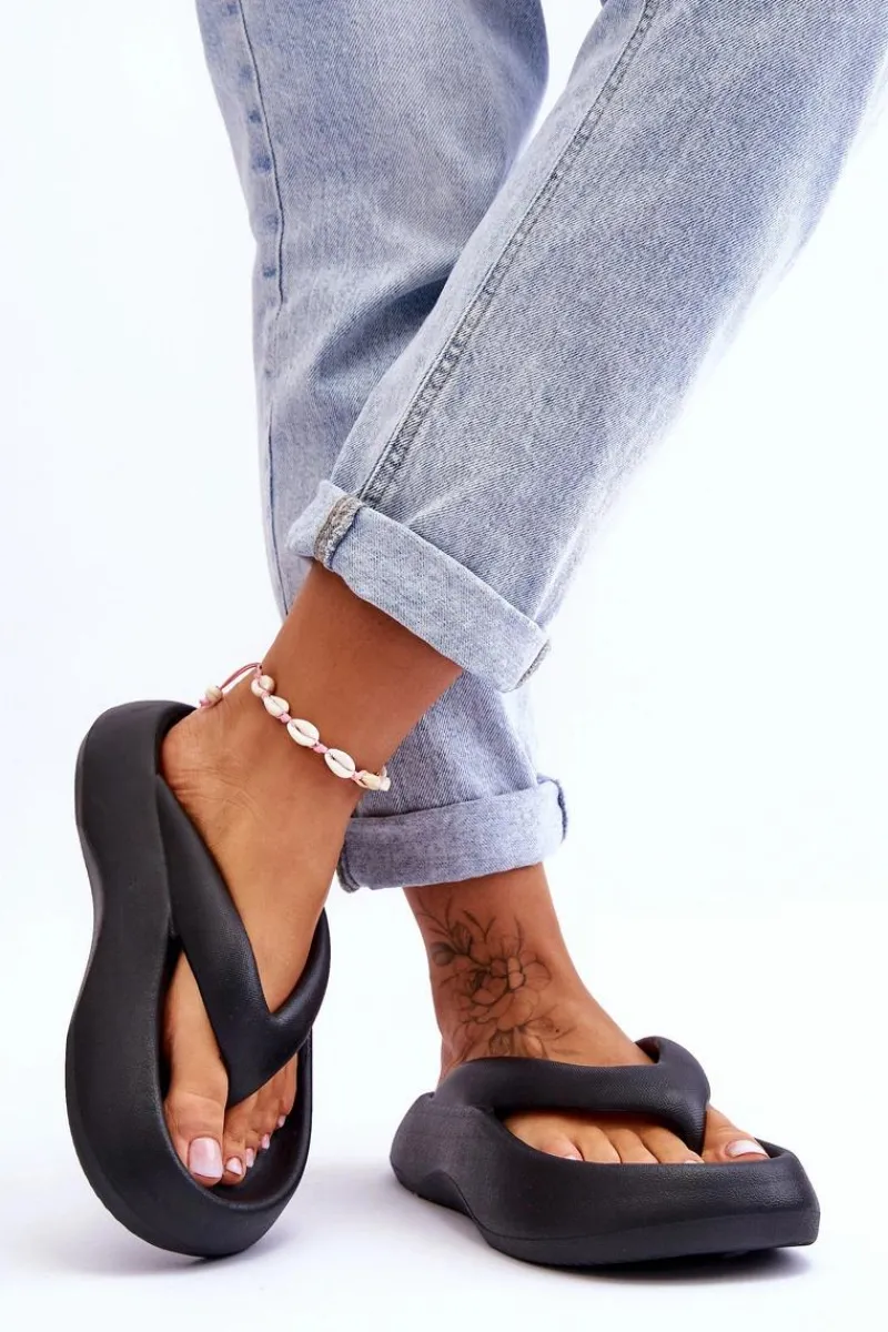 Sale Damskie Piankowe Klapki Japonki Czarne Roux Damskie Klapki Basenowe|Klapki Damskie Japonki