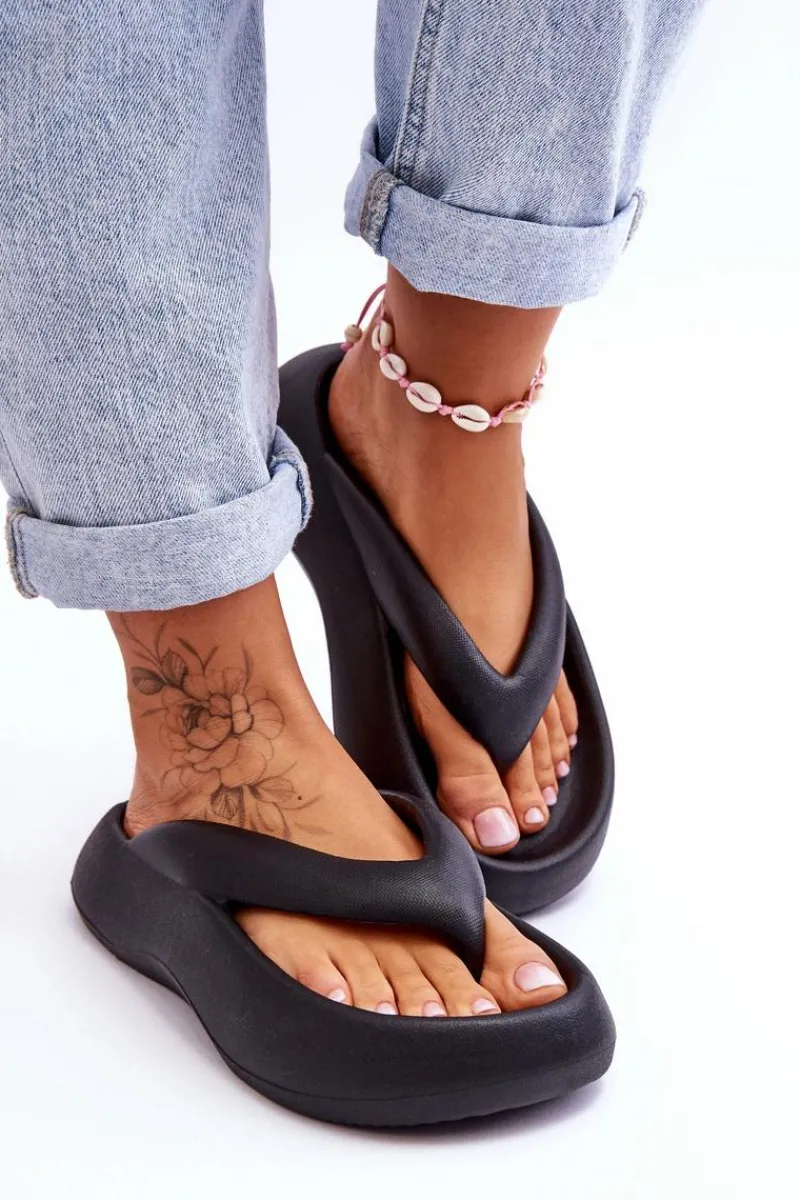 Sale Damskie Piankowe Klapki Japonki Czarne Roux Damskie Klapki Basenowe|Klapki Damskie Japonki