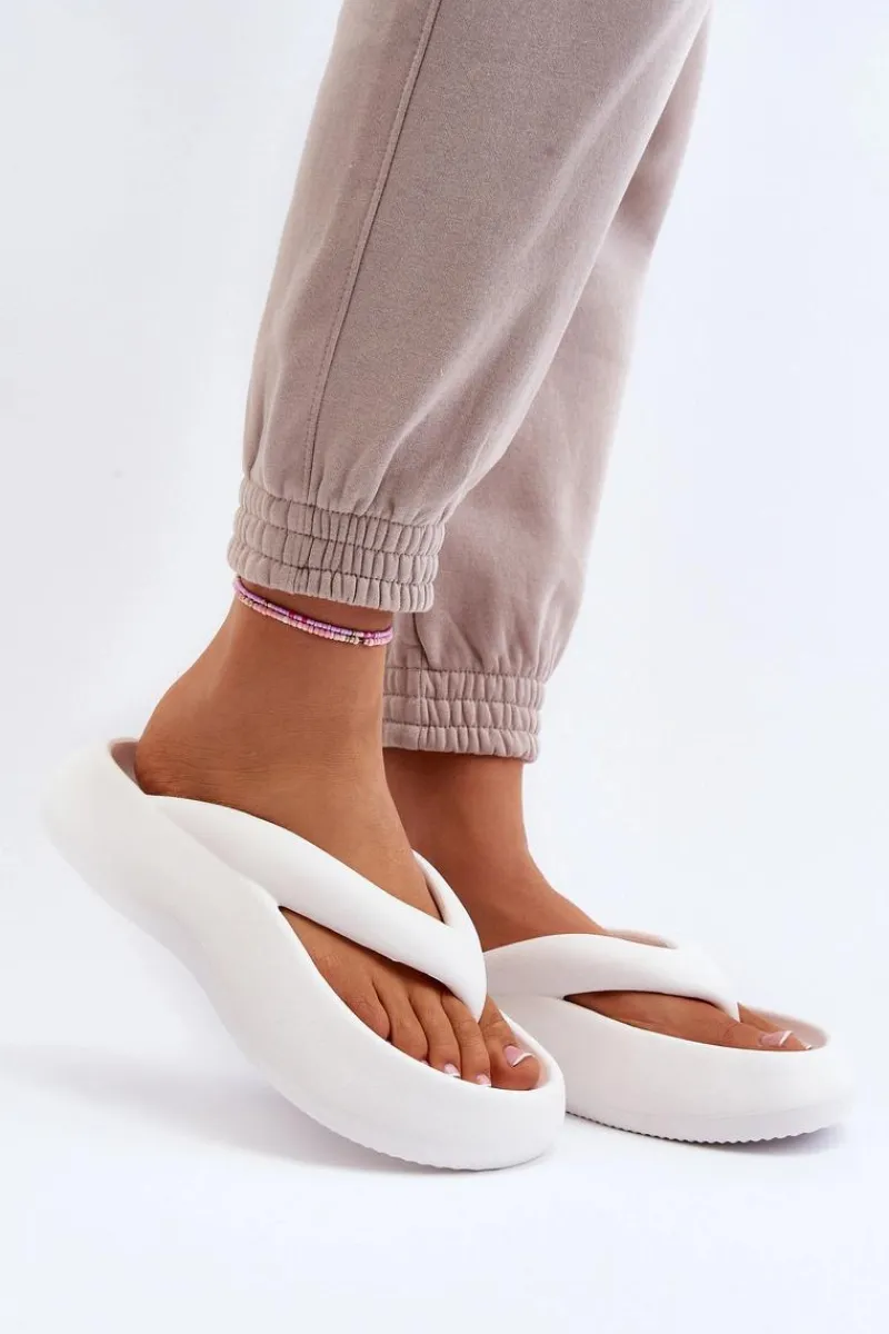 Online Boto Damskie Piankowe Klapki Japonki Białe Roux