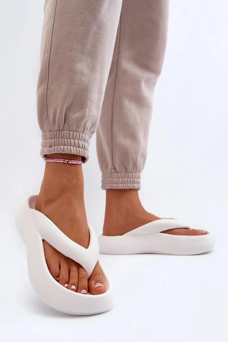 Online Boto Damskie Piankowe Klapki Japonki Białe Roux