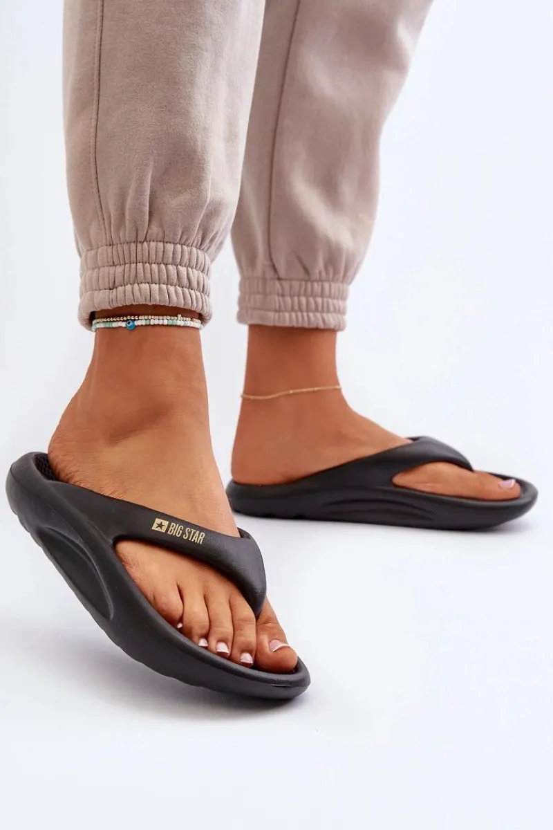 Klapki Damskie Big Star|Klapki Basenowe>Big Star Shoes Damskie Piankowe Klapki Japonki Big Star NN274A649 Czarne