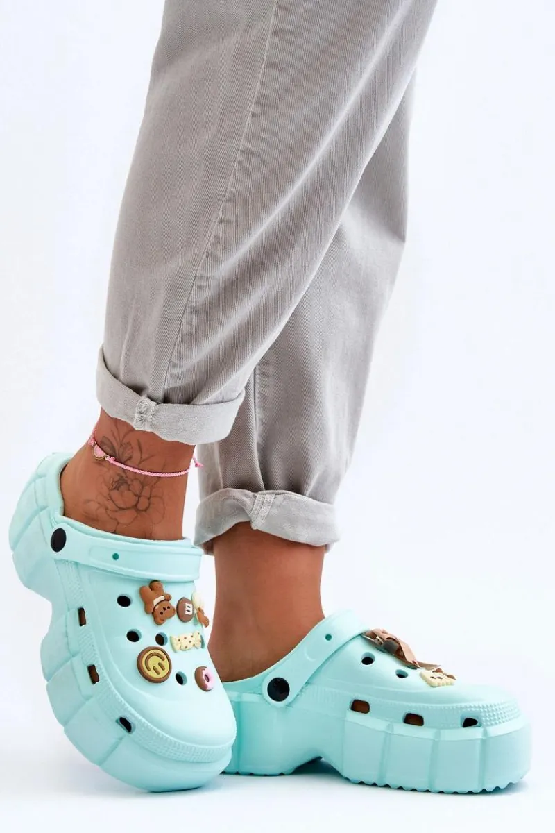 Outlet Boto Damskie Piankowe Klapki Kroksy Z Ozdobami Zielone Marlett