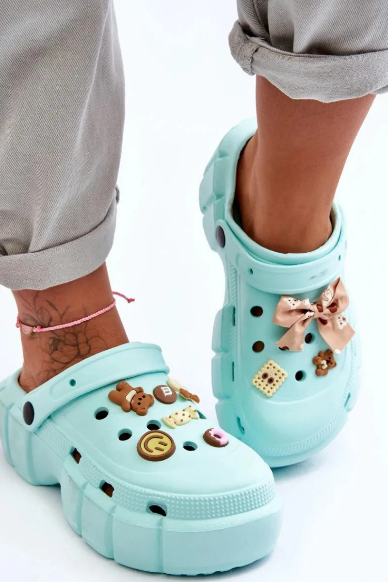 Outlet Boto Damskie Piankowe Klapki Kroksy Z Ozdobami Zielone Marlett