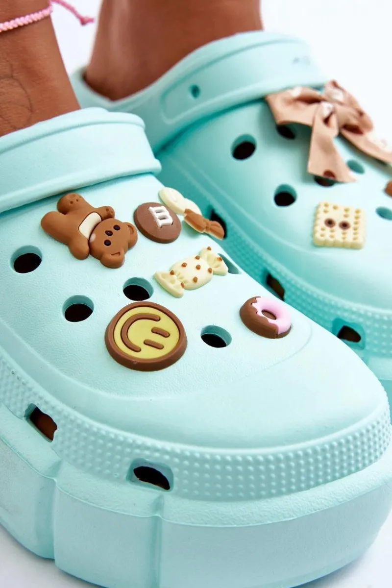 Outlet Boto Damskie Piankowe Klapki Kroksy Z Ozdobami Zielone Marlett