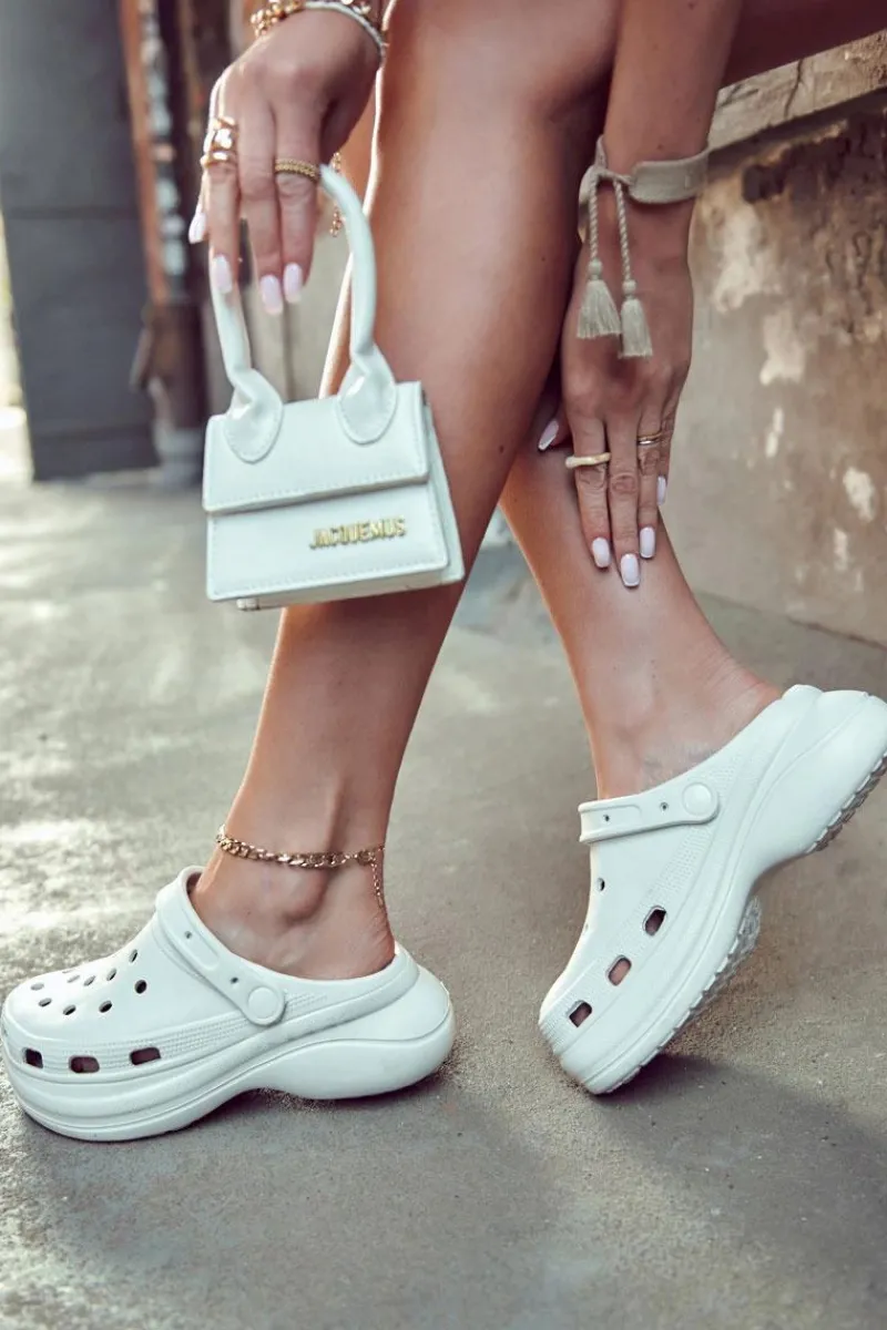 Klapki Basenowe|Klapki Damskie Klasyczne>Boto Damskie Piankowe Klapki Kroksy Biały Coline