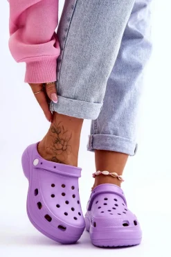 Online Damskie Piankowe Klapki Kroksy Fioletowe Coline Damskie Klapki Basenowe|Klapki Damskie Klasyczne