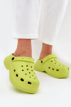 Boto Damskie Piankowe Klapki Limonkowe Elisra