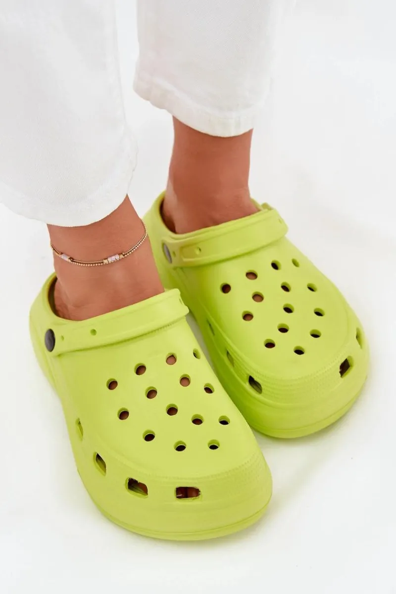 Boto Damskie Piankowe Klapki Limonkowe Elisra