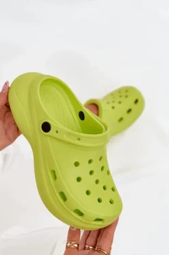 Boto Damskie Piankowe Klapki Limonkowe Elisra