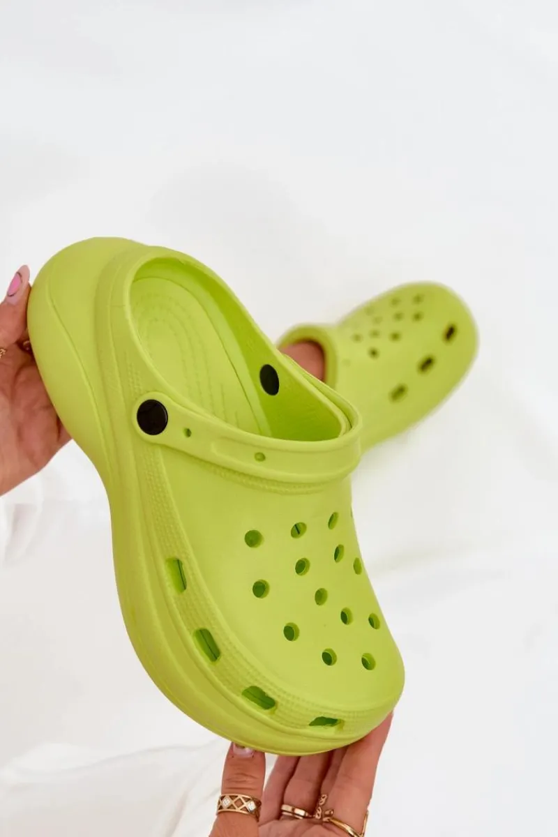 Boto Damskie Piankowe Klapki Limonkowe Elisra