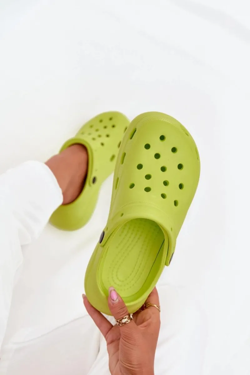 Boto Damskie Piankowe Klapki Limonkowe Elisra