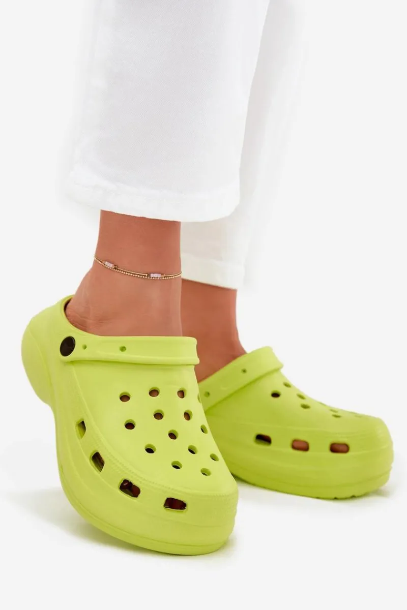 Boto Damskie Piankowe Klapki Limonkowe Elisra