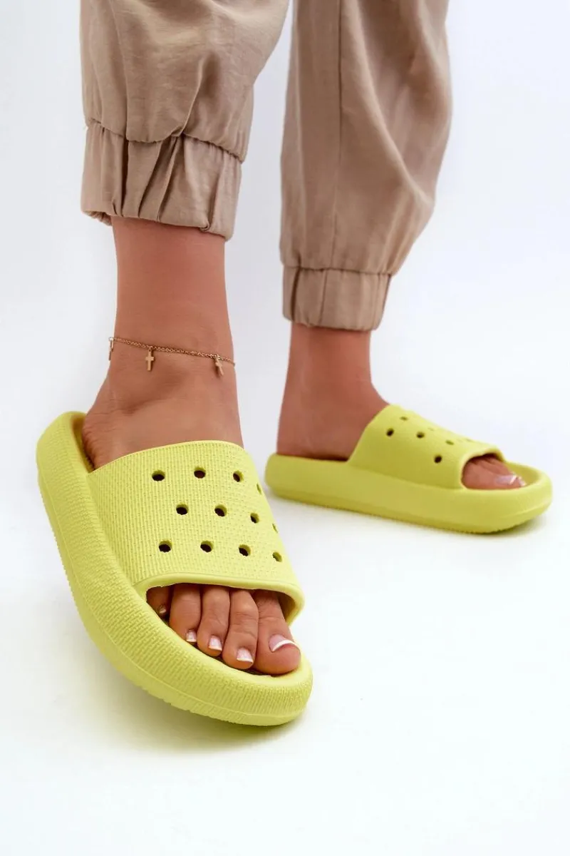 Klapki Basenowe|Klapki Damskie Klasyczne>Evento Damskie Piankowe Klapki Na Grubej Podeszwie Limonka Beula Zielony