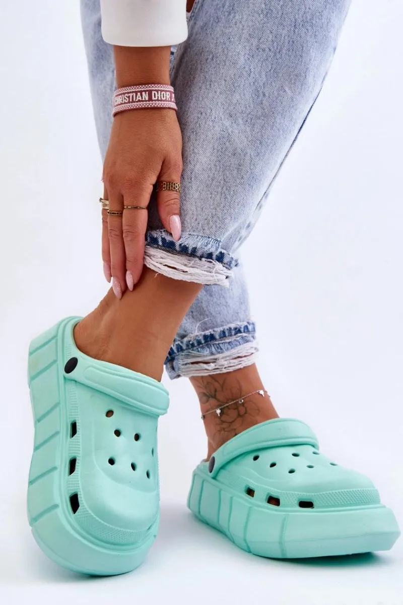 Hot Damskie Piankowe Klapki Na Platformie Miętowe Beckett Damskie Klapki Basenowe|Klapki Na Platformie