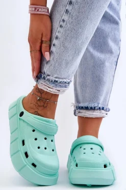 Hot Damskie Piankowe Klapki Na Platformie Miętowe Beckett Damskie Klapki Basenowe|Klapki Na Platformie