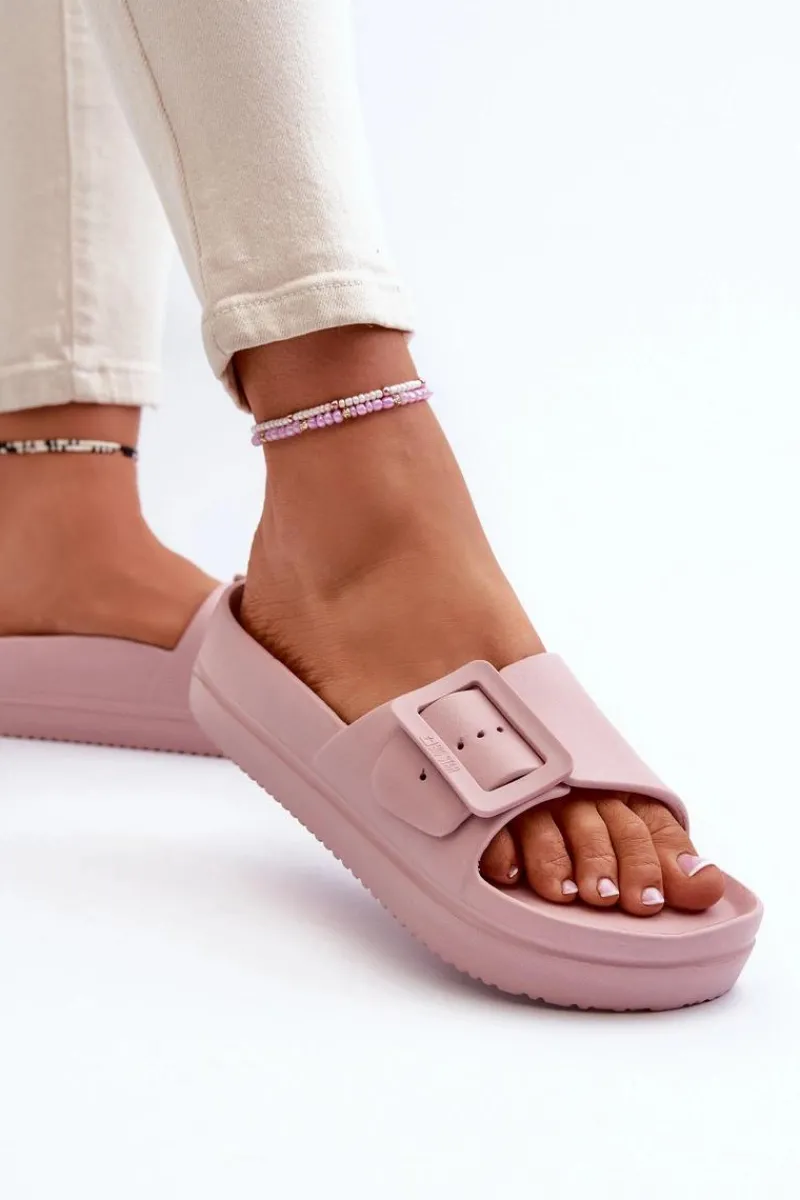 Klapki Damskie Big Star|Klapki Basenowe>Big Star Shoes Damskie Piankowe Klapki Na Platformie Z Klamrą Big Star NN274A663 Różowe Różowy