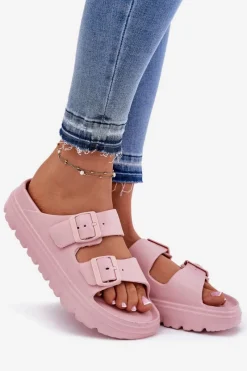 Online Evento Damskie Piankowe Klapki Na Platformie Różowe Melorea Różowy