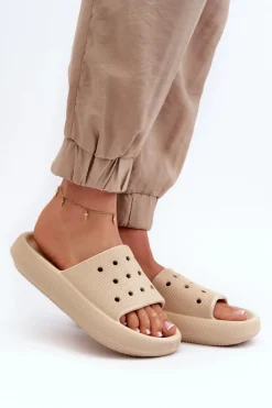 Clearance Damskie Piankowe Klapki Na Grubej Podeszwie Beżowe Beula Damskie Klapki Basenowe|Klapki Damskie Klasyczne