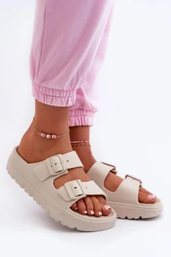 Klapki Basenowe|Klapki Na Platformie>Evento Damskie Piankowe Klapki Na Platformie Beżowe Melorea Beżowy