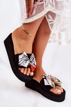 Clearance Boto Damskie Piankowe Klapki Na Koturnie Białe Silana