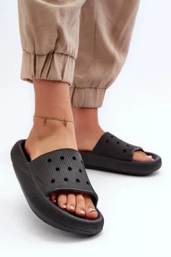 Outlet Evento Damskie Piankowe Klapki Na Grubej Podeszwie Czarne Beula