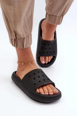 Outlet Evento Damskie Piankowe Klapki Na Grubej Podeszwie Czarne Beula