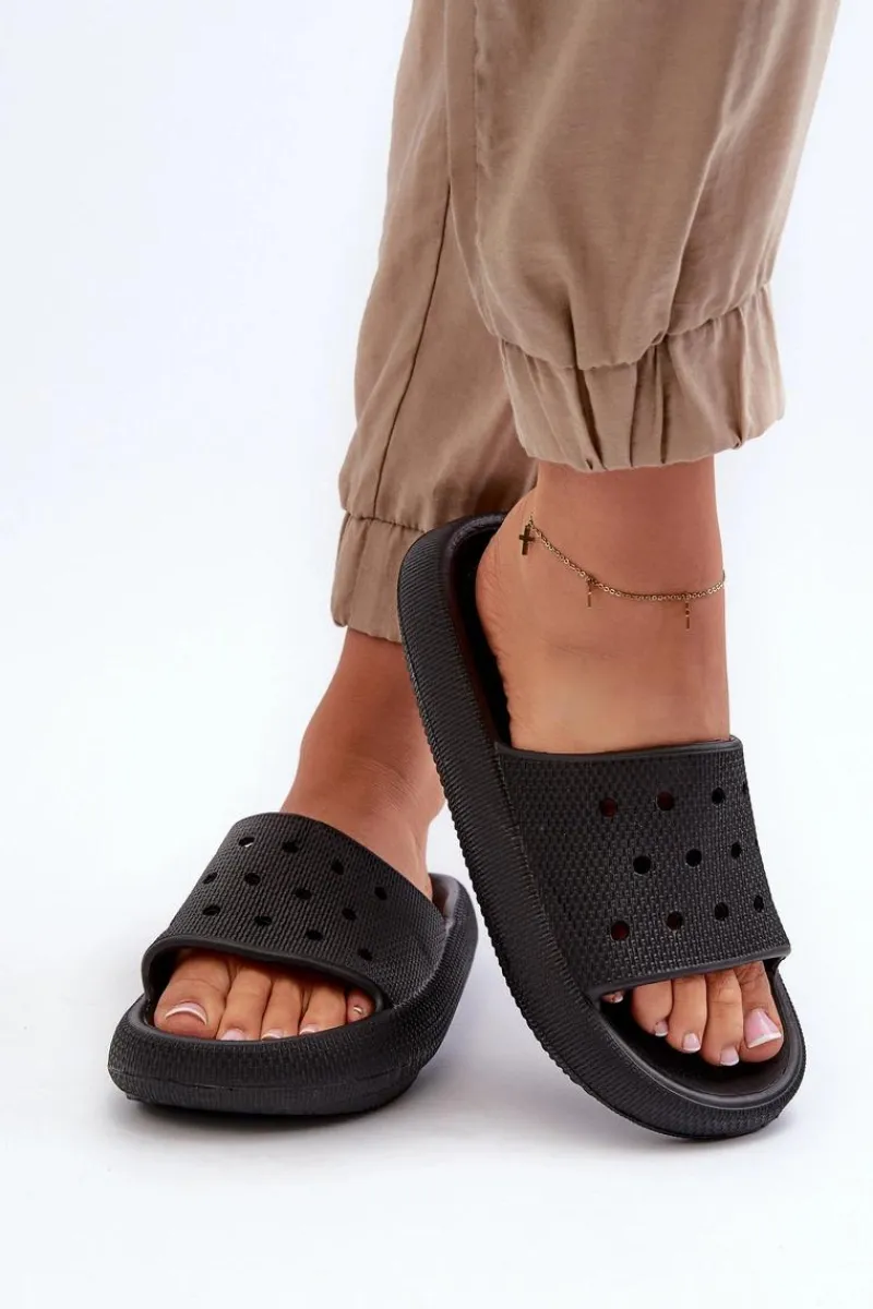 Outlet Evento Damskie Piankowe Klapki Na Grubej Podeszwie Czarne Beula