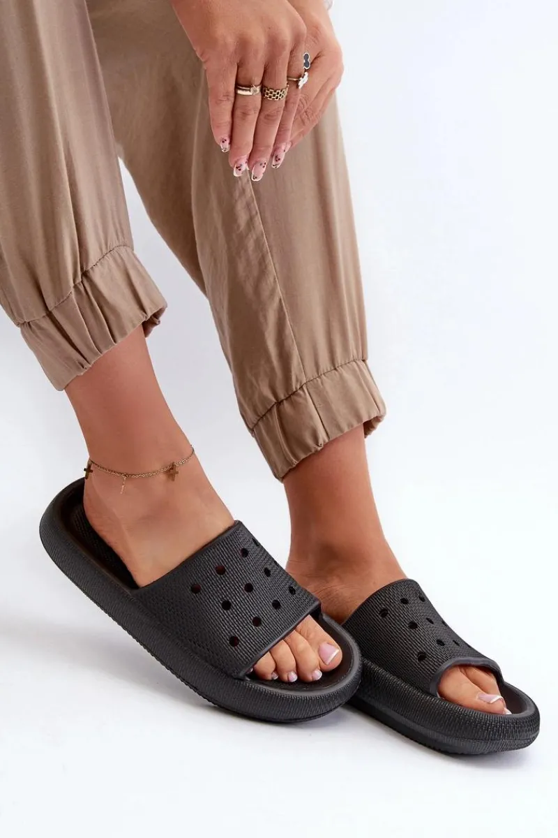 Outlet Evento Damskie Piankowe Klapki Na Grubej Podeszwie Czarne Beula