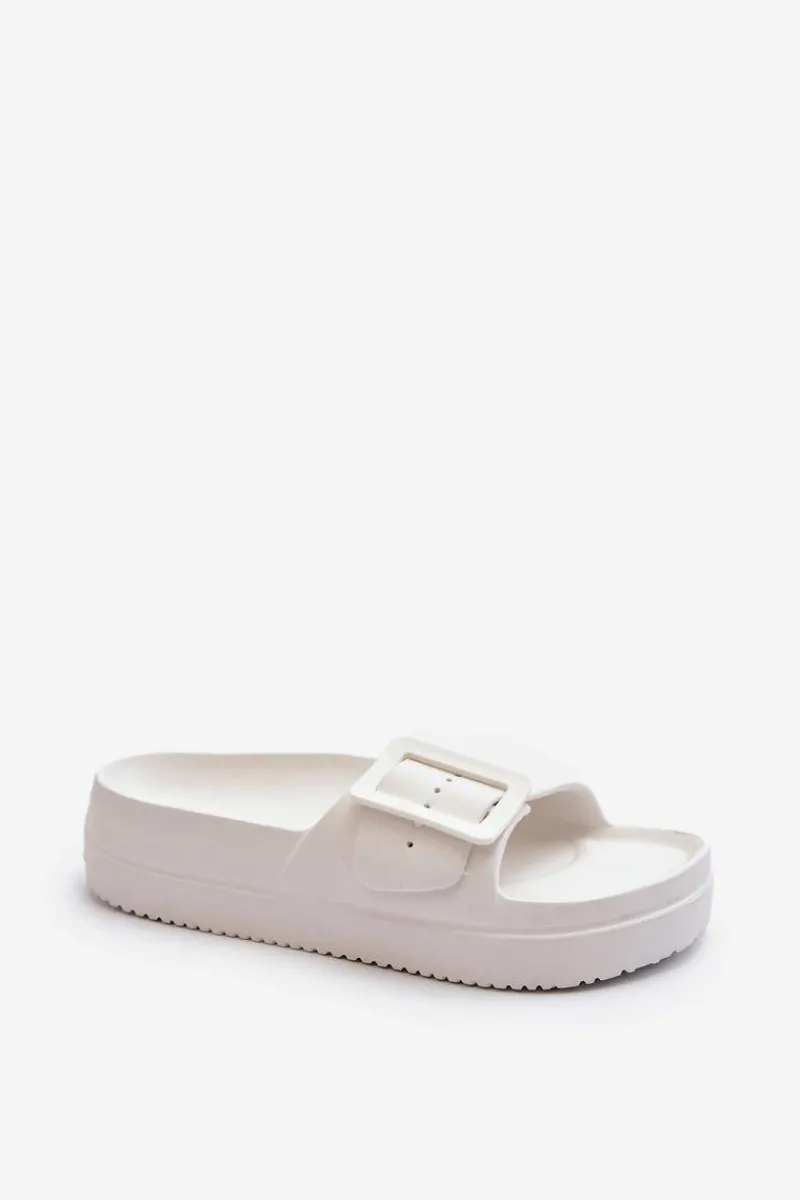 Online Big Star Shoes Damskie Piankowe Klapki Na Platformie Z Klamrą Big Star NN274A661 Białe Biały