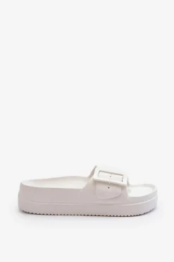 Online Big Star Shoes Damskie Piankowe Klapki Na Platformie Z Klamrą Big Star NN274A661 Białe Biały