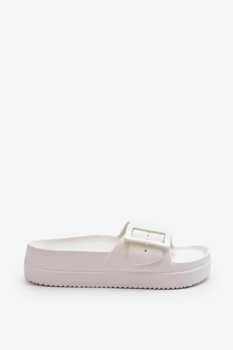 Online Big Star Shoes Damskie Piankowe Klapki Na Platformie Z Klamrą Big Star NN274A661 Białe Biały