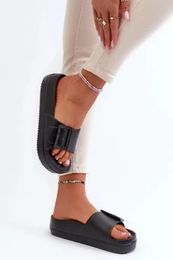 Sale Damskie Piankowe Klapki Na Platformie Z Klamrą Big Star NN274A662 Czarne Damskie Klapki Damskie Big Star|Klapki Basenowe