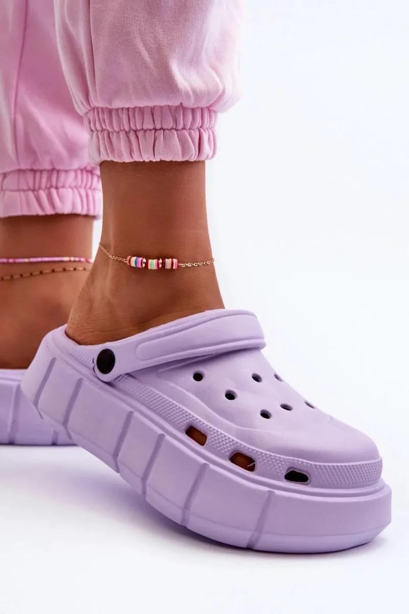 Clearance Damskie Piankowe Klapki Na Platformie Fioletowe Beckett Damskie Klapki Basenowe|Klapki Na Platformie