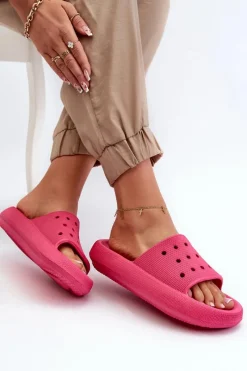 Best Evento Damskie Piankowe Klapki Na Grubej Podeszwie Fuksja Beula Różowy