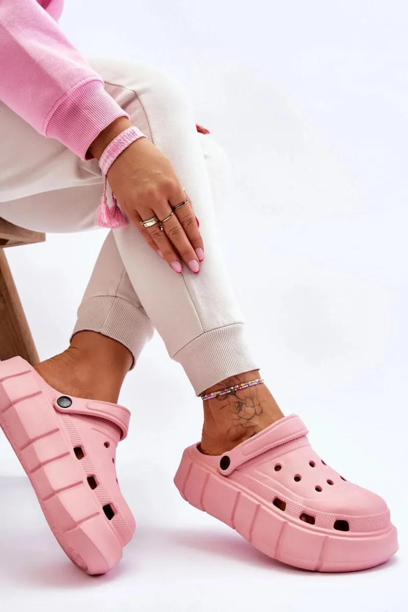 Outlet Boto Damskie Piankowe Klapki Na Platformie Różowe Beckett Różowy