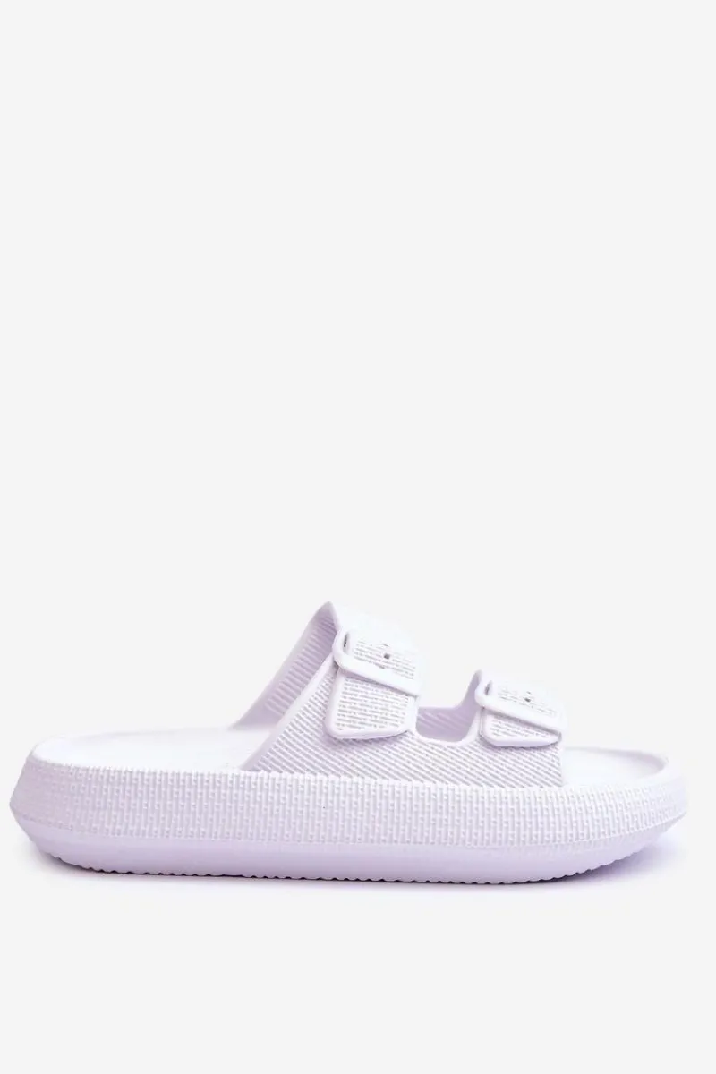 Best Boto Damskie Piankowe Klapki Z Paskami Białe Sharmen