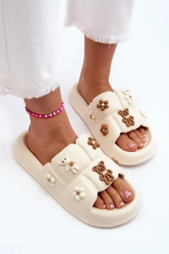 Hot Boto Damskie Piankowe Klapki Z Ozdobami Beżowe Cambrina Beżowy