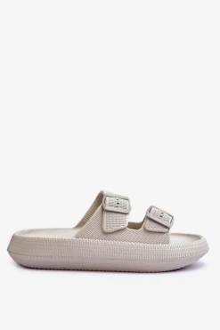 Online Boto Damskie Piankowe Klapki Z Paskami Jasnoszare Sharmen